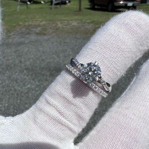 Moissanite Diamond Engagement Ring Wedding Band Set